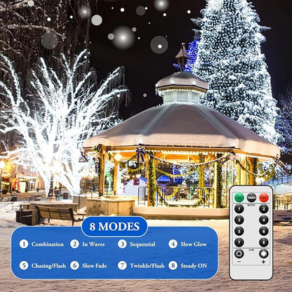 4 Pack 33FT 100 LED Fairy Lights Battery Operated with Timer & Remote, Waterproof Twinkle Lights Indoor Outdoor, 8 Modes Fairy String Lights for Bedroom Classroom DIY Wedding Decorations, Cool White