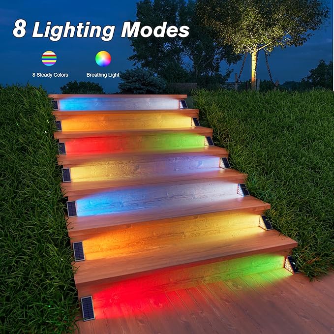 12-Pack Sleek Solar Yard Lights, Outdoor LED