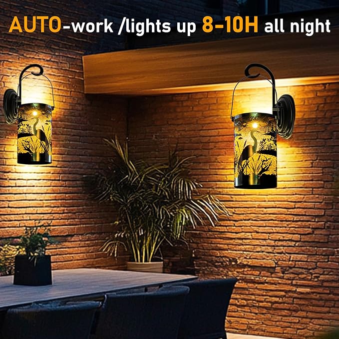 Solar Lantern Outdoor Waterproof Bird Garden Decor Birthday Gifts for Women Mom Grandma Hanging Solar Lights Metal Decoration Outside for Yard Patio Backyard Porch