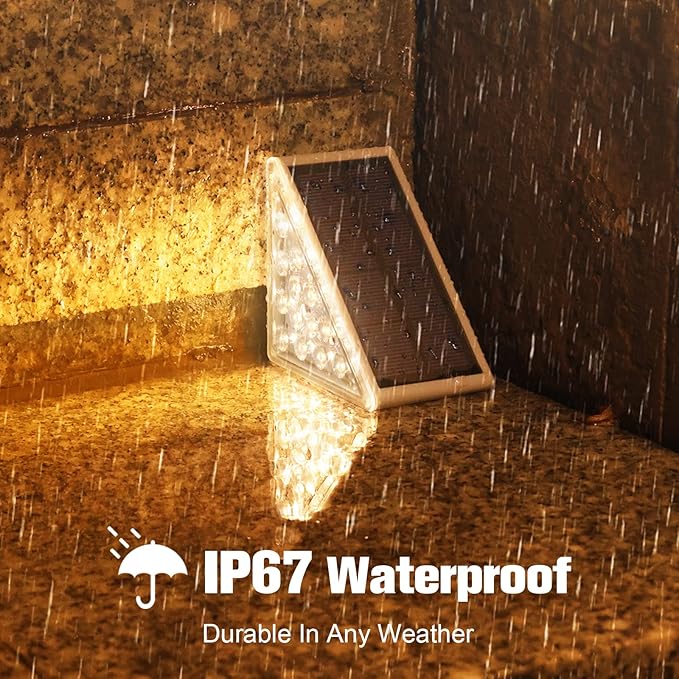8-Pack Solar Wall Lights, Warm White LED