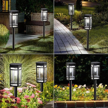EXCMARK 8 Pack Solar Lights Outdoor Waterproof for Garden Pathway Walkway Driveway Yard Lawn Decorative Landscape Lighting. (Cool White Light, 8)