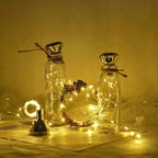 10-Pack Solar Wine Bottle Cork Lights, 20 LED Fairy