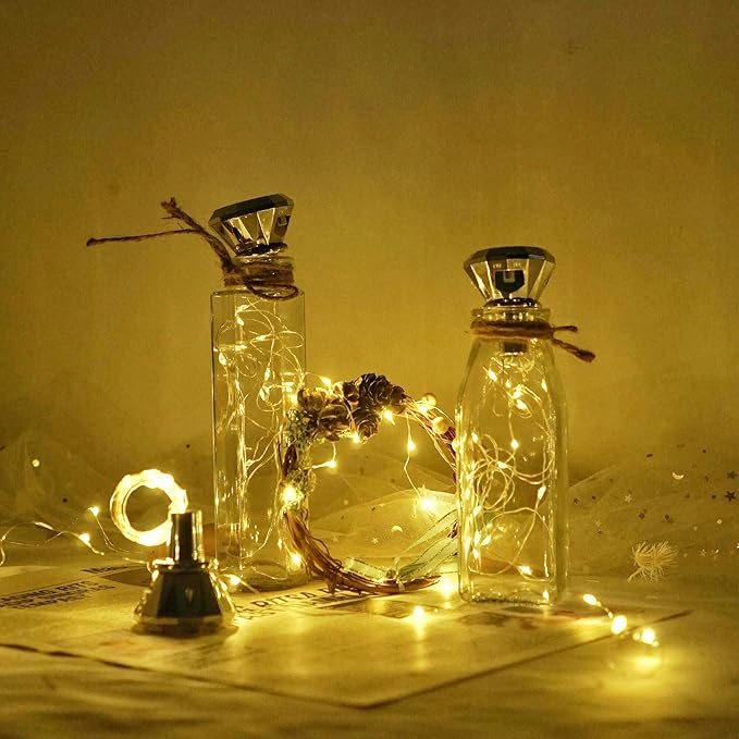 10-Pack Solar Wine Bottle Cork Lights, 20 LED Fairy