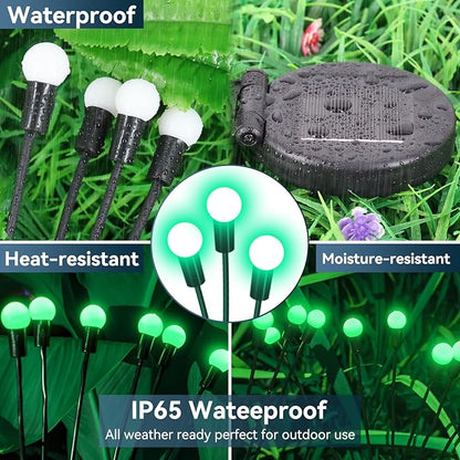Solar Garden Lights Outdoor Waterproof, 2 Pack 16 LED Swaying Light Firefly Light Outdoor Decor Lights for Pathway Party Christmas Decoration, Unique Gifts for Women, Green