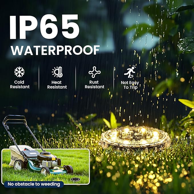 SOLPEX Solar Ground Lights 20 Pack, Solar Pathway Lights Outdoor Waterproof, Landscape Lighting for Garden, Walkway, Driveway, Yard, Deck, Patio, Swimming Pool (Warm White)