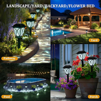 GIGALUMI 6 Pack Solar Lights Outdoor Waterproof, LED Solar Garden Lights, Outdoor Decorations, Garden Decor for Yard, Patio, Landscape, Planter, Walkway (Cold White)