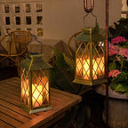 2-Pack Hanging Solar Outdoor Lanterns, Elegant Waterproof LED