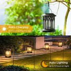 4-Pack Decorative Backyard Solar Lanterns for Garden, Waterproof LED