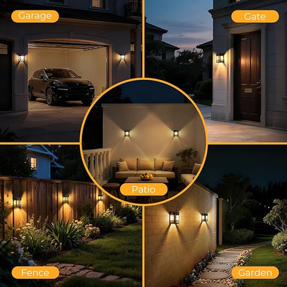 btfarm 2 Pack Solar Wall Lights Outdoor,3 Modes Motion Sensor Lights Dusk to Dawn, IP65 Waterproof Porch Light Solar Powered, 1200mAh Wireless Wall Mount Sconces for Outside Patio, Garage, Yard