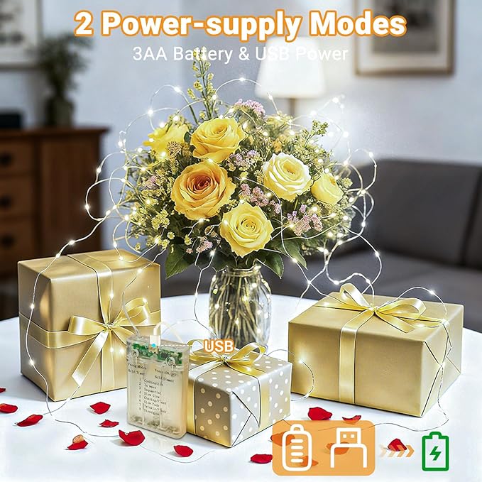 4-Pack Christmas String Lights, 33ft 100 LED Waterproof Twinkle Lights