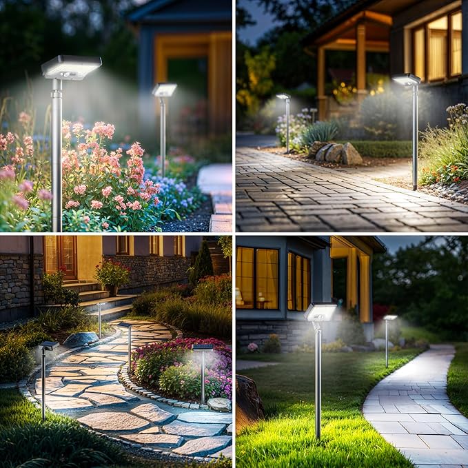 Tryme Solar Motion Lights Outdoor Waterproof 92 LEDs Bright Pathway Lights with Adjustable Angle & 3 Modes for Walkway, Driveway, Sidewalk, Garden, Yard, Patio, Landscaping (2 Pack)