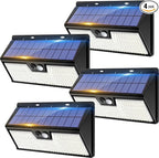 4-Pack Multi-Color Solar Wall Lights, Cool White LED