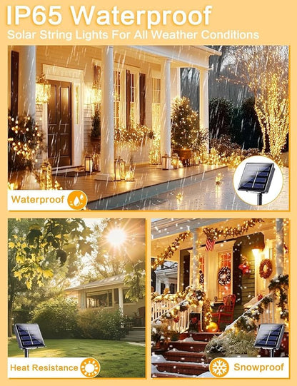 Solar String Lights Outdoor, 2 Pack 144FT 400 LED Solar Twinkle Lights for Outside Waterproof, Copper Wire with 8 Lighting Modes Fairy Lights for Garden Tree Birthday Xmas Patio Decor(Warm White)