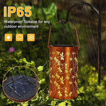 Dragonfly Solar Lanterns Outdoor Waterproof Hanging Lights, Dragonfly Gifts for Women Mom Grandma, Metal Decorative LED Solar Lanterns for Yard Patio Porch Balcony Garden Decor