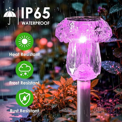 Mancra 8 Pack Mushroom Solar Pathway Lights, Color Changing LED Solar Outdoor Lights Waterproof, Dusk to Dawn Auto On/Off Garden Decor for Yard Landscape Walkway