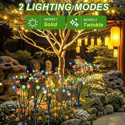 4 Packs Solar Firefly Lights, 32 LED Multicolor Solar Walkway Lights Outdoor, Waterproof Swaying Light Garden Decor with 2 Modes, Lawn Light for Front Yard Backyard Yard and Pathway