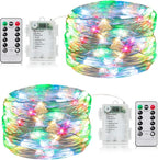 Christmas Fairy Lights 2-Pack, 33ft 100 LED Battery Twinkle Lights