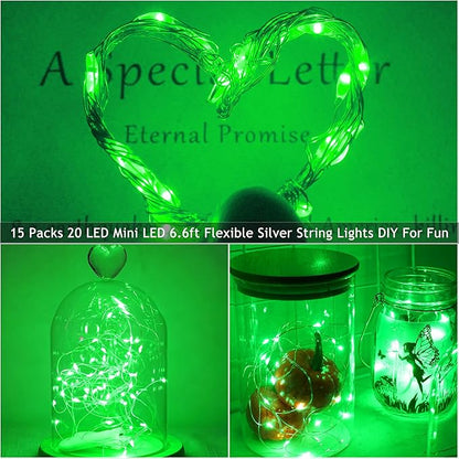15-Pack 6ft Christmas LED String Lights, Waterproof Timer Lights
