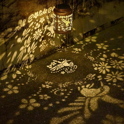 Hummingbird Solar Lanterns Outdoor Waterproof - Metal Hanging Hummingbird Solar Lights Graden Decor for Patio Yard Lawn Porch Pathway, Birthday Gifts for Women Mom Grandma