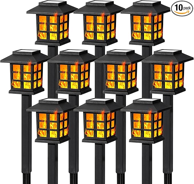 10-Pack Solar Pathway Lights, Waterproof LED Driveway Lights