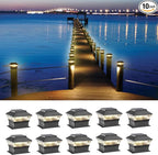 10-Pack Black Deck Post Cap Lights, Solar LED