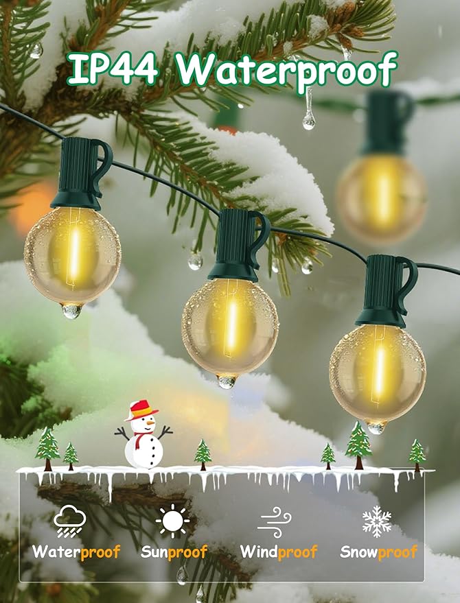 Christmas Backyard String Lights, 25ft 27 LED Waterproof
