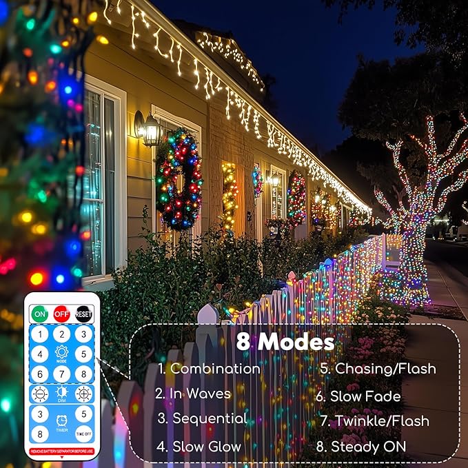 Lakumu 132FT(66*2) Rechargeable Fairy Lights Battery Operated, LED String Lightswith Remote &Timer, Multicolor Twinkle Lights for Bedroom Waterproof Outdoor Camping DIY Wedding Christmas Decorations