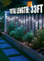 Minetom Solar Fairy String Lights, 33ft 100 LED Waterproof Outdoor Lights for Patio & Wedding, Pure White