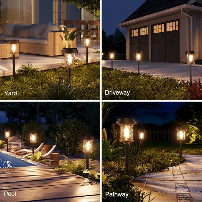 6-Pack Warm White Solar Path Lights, Outdoor Garden LED