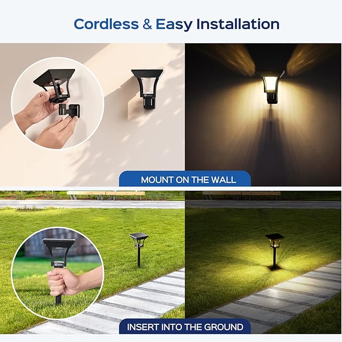 4-Pack IP65 Solar Landscape Lights for Walkway