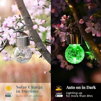SOLPEX 12 Pack Solar Outdoor Lights Decorative, Hanging Christmas Decoration Solar Light Outdoor Solar Powered Waterproof Lights, Hanging Globe Light for Garden, Yard, Patio, Lawn(Color Changing)
