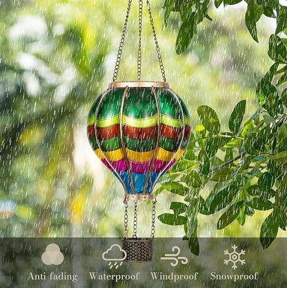 TERESA'S Collections Valentines Day Outdoor Decorations Hot Air Balloon Solar Lantern ,Hanging Flickering Flame Outdoor Lights for Garden Trees Yard, Colorful Lamp Decor for Mom Lovers