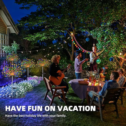 YOTOZU 2 PCS Solar Firework Light, Outdoor Solar Garden Decorative Lights 120 LED Powered 40 Copper Wires String DIY Landscape Light for Pathway (Multi-Color)