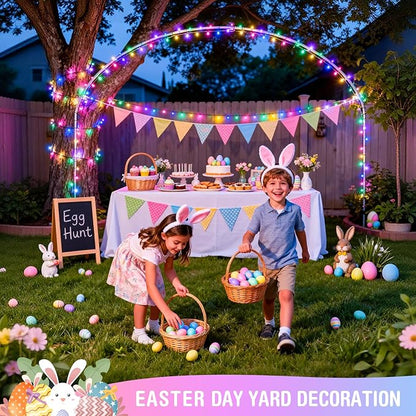 JMEXSUSS 2 Pack Easter Lights Battery Operated，Each 33 FT 100 LED Easter Lights String Outdoor Indoor, Colored Christmas Light Waterproof for Outside Decor Party House(Multicolor)