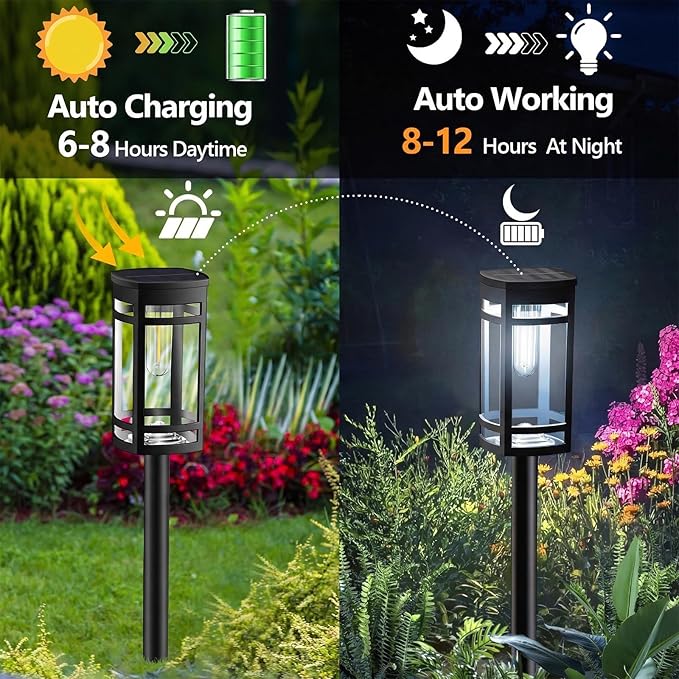 EXCMARK 16 Pack Solar Lights Outdoor Waterproof for Garden Pathway Walkway Driveway Yard Lawn Decorative Landscape Lighting. (Cool White Light, 16)