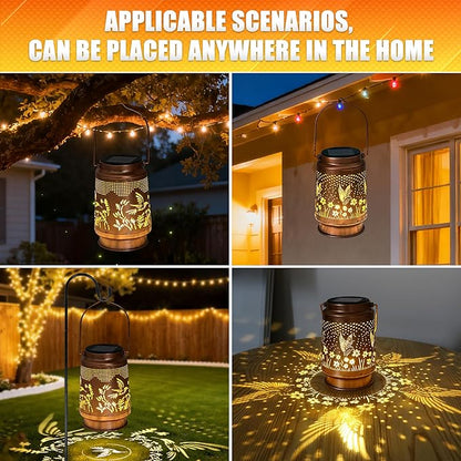 Hummingbird Solar Lantern 2 pcs - Hummingbird Solar Lights for Outside, Patio, Backyard, and Porch - Waterproof Hanging Lantern for Outside - Perfect Gifts for Women