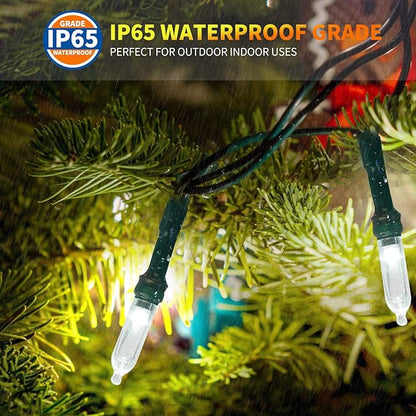 Tcamp Christmas Lights 33ft 100LED Outdoor Indoor Christmas String Lights with Remote Timer, USB or Battery Powered Waterproof 8 Modes Fairy Lights for Xmas Tree Wreath Party Decor (White)