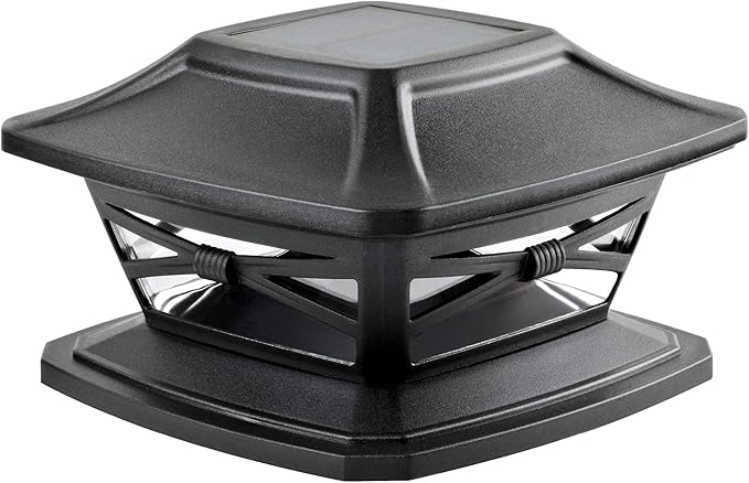 Davinci Lighting Flexfit Solar Outdoor Post Cap Lights - Includes Bases for 4x4 5x5 6x6 Wooden Posts - Bright LED Light - Slate Black (1 Pack)