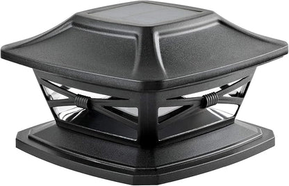 Davinci Lighting Flexfit Solar Outdoor Post Cap Lights - Includes Bases for 4x4 5x5 6x6 Wooden Posts - Bright LED Light - Slate Black (1 Pack)