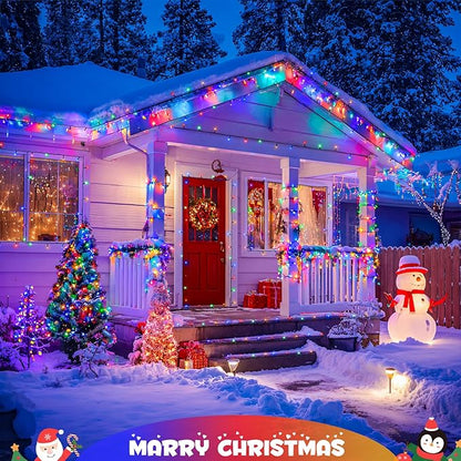 JMEXSUSS 2 Pack Battery Christmas Lights with Remote, Each 33 FT 100 LED Multicolor Christmas Tree Lights Indoor Outdoor Waterproof for Garden Porch Yard Decor