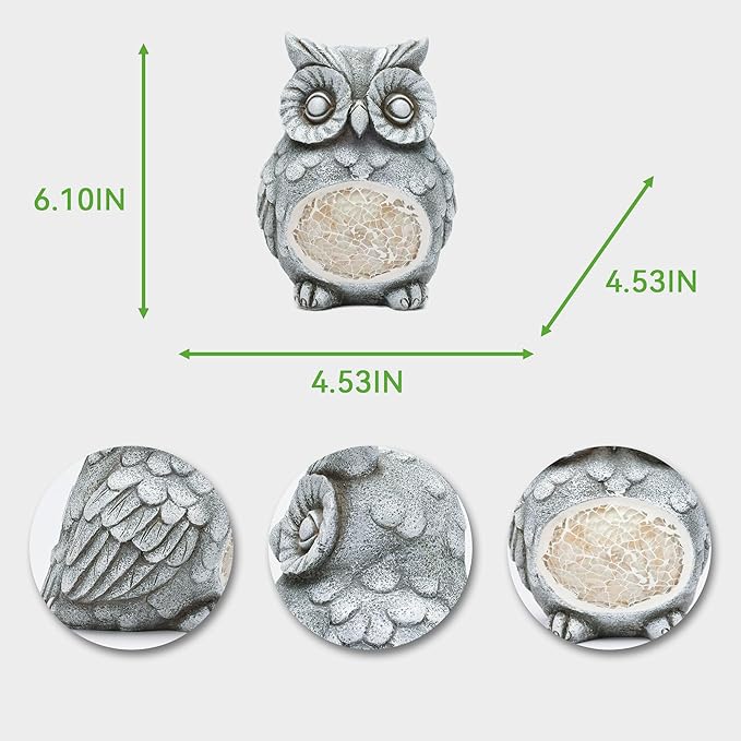 Solar Owl Garden Statue Light, Outdoor Decor