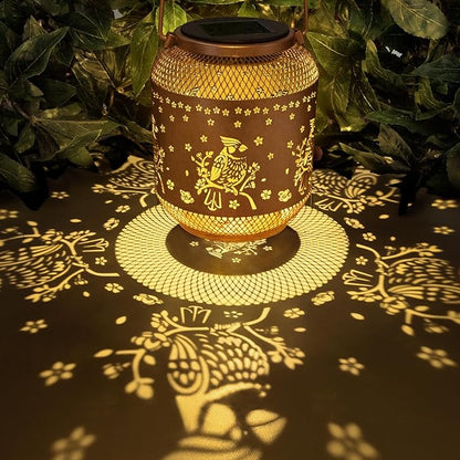 2 Packs Cardinal Solar Lanterns Outdoor Waterproof, Cardinal Birthday Gifts for Women Mom Men, Metal Hanging Bird Decorative Lanterns for Yard Patio Lawn Garden Decor