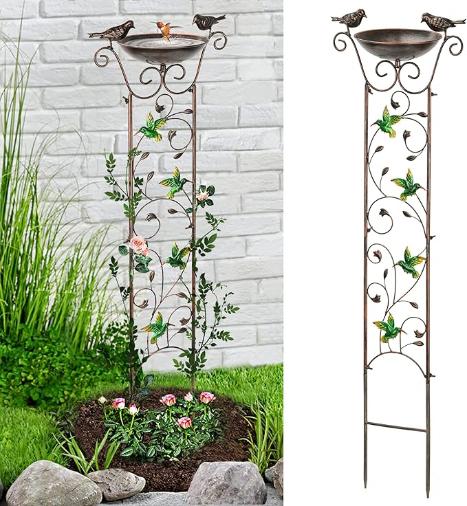 40" Freestanding Bird Bath, Heavy-Duty Metal