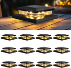 Warm White Solar Fence Post Caps 12-Pack, Fence LED