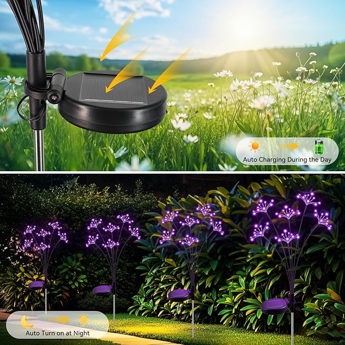 2-Pack Solar Pathway Lights, Waterproof LED Garden Lights