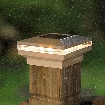 Dynaming 12 Pack Solar Post Lights, Outdoor Solar Powered Decorative Post Cap Light, White Shell & Warm White LED Lighting for Fence Deck Patio, Only Fit 3.5"x3.5" Wooden Posts