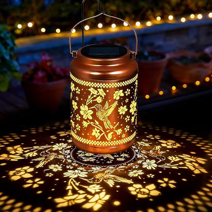 Solar Lanterns Outdoor Hummingbird Decorative Solar Lights Waterproof Metal Hanging Lights Gardening Gifts for Outside Garden Yard, Patio, Backyard, Farm Gifts for Women Mom Grandma