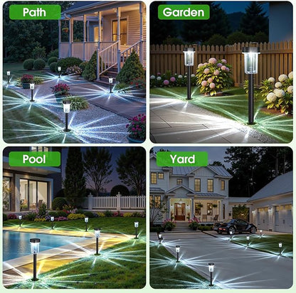 Outdoor Solar Lights for Yard 8 Pack, Solar Pathway Lights Waterproof 6000K Cold White LED Landscape Lighting for Garden Outside Landscape Lawn Driveway Walkway Path Patio