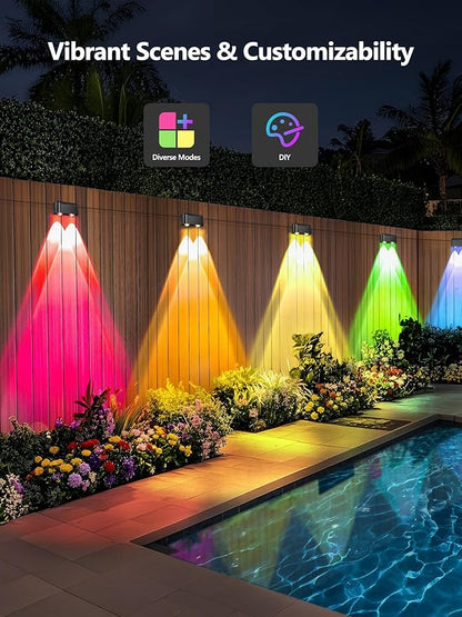 Brizled Smart Fence Lights, RGBCW Outdoor Deck Lights APP & Voice Controlled, Color-Changing Fence Lighting Music Sync Smart Outdoor Light IP65 Waterproof for Christmas Halloween Easter Lighting Decor