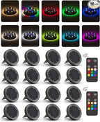 16-Pack Flat Solar Landscape Lights, Waterproof LED